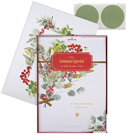 Hallmark Weihnachtskarte für jemand Besonderen – klassisches saisonales Blatt-Design | 30,5 x 21,9 cm, vollständig recycelbar, 300 g/m² Karton, Gold- und Silberfolie, Geschenk-Box
