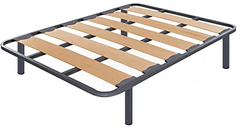 Somier Zeus | Incluye Juego de Patas de 32 cm | Estructura de Madera y Estructura de Tubos de Acero Reforzado | Tacos Anti Ruido | Ideal para Dormitorio y Habitación | Medidas: 120 x 190 cm