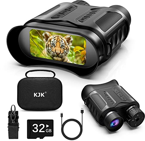 4K Digital Night Vision Goggles Binoculars for Total Darkness, Infrared Digital Night Vision, 32GB Memory Card for Photo and Video Storage, 3'' Large Screen Perfect for Hunting and Farm Monitoring