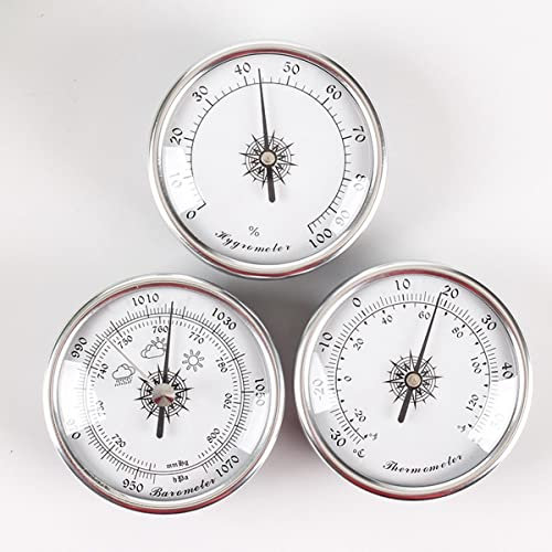 RUNLAIKEJI 3 in 1 barometer thermometer hygrometer,Metal Round dial Barometer Weather Station,Fishing barometer,Barometers for the home Indoor Outdoor