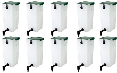 10x Kaninchen Nippeltränke mit Aufhängeclip und Drahthalter 1,0 Liter - Weiß