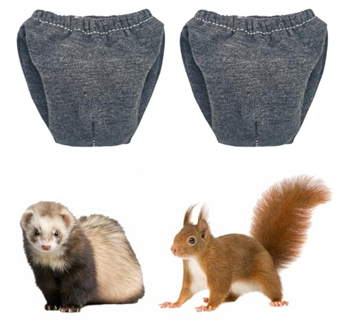 2PCS Small Pet Diapers,Guinea Pig Diapers,Reusable Squirrel Diapers,Washable,Specially Designed for Use on Pet Squirrels Small Medium Guinea Pig. (Grey, M)