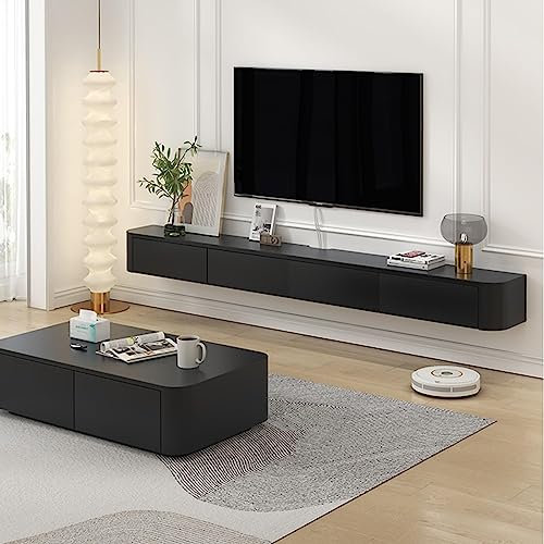 YUZDNM TV Lowboard Hängend - Wandmontage TV-Schrank - TV Schrank Hängend, Schwimmender TV-Ständer Aus Massivem Holz, TV-Ständer Zur Wandmontage, Entertainment-Center, Verstecktes Kabelloch