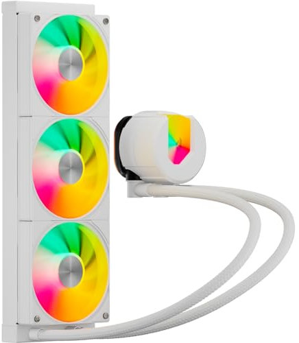 upHere gaming U360TC AIO Cooler ARGB, 360mm Water Cooler CPU, All-in-One Liquid CPU Cooler with U3 Series ARGB 120mm PWM Fans, Intel LGA: 2011/2066(X79/X99 Motherboard)&AMD: AM5/AM4 Compatible - White