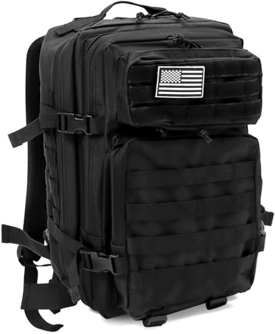 QWORK® Militärischer Rucksack, 45L, 900D Oxford, Wasserabweisend, für Wanderungen