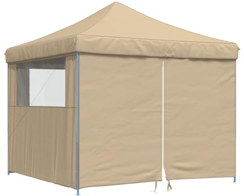 vidaXL Partyzelt Faltbar Pop-Up mit 4 Seitenteilen Beige