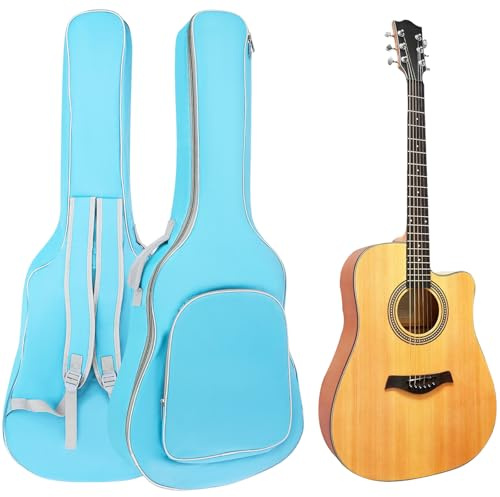 Housse de guitare acoustique de 101,6 cm, 104,3 cm, double bandoulière réglable, imperméable, souple, rembourrée, sac à dos de grande capacité pour amateur de guitare acoustique classique, bleu, bleu