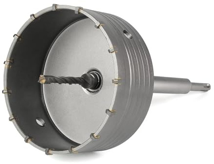 BINOTA 130 mm Scie Cloche Béton Pro SDS-Plus | Carbure de tungstène – Queue 220 mm – Foret cruciforme – Perçage à sec béton, brique, pierre, maçonnerie