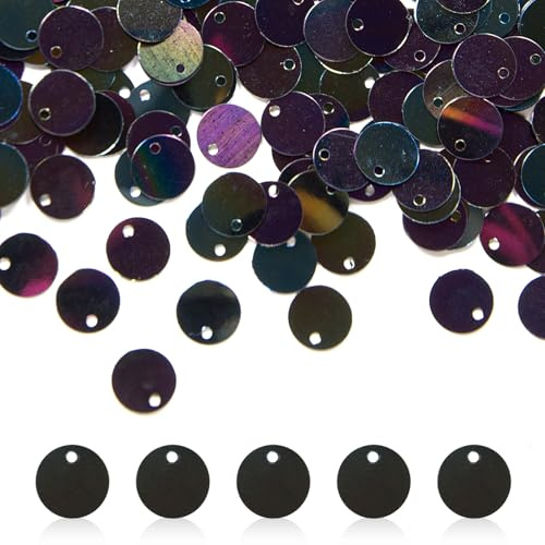 2800 Pcs Flat Round Loose Sequins,10 mm Large Sequin Craft Loose Sequins for DIY,Art,Crafts,Wedding,Sewing DIY Decoration (Black)
