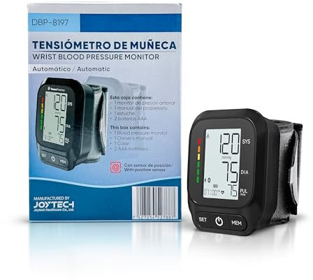 Behler – Tensiómetro de muñeca automático digital con pantalla LCD, memoria de 90 lecturas, detección de arritmia, resultados rápidos y precisos para uso doméstico
