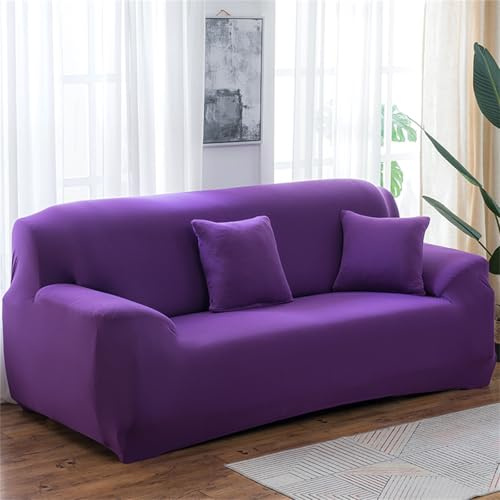 Odot Sofa Überzug,Bonbonfarben Sofabezug Ecksofa,Couch Überzug für 1/2/3/4 Sitzer,Modern Sofa Überzug,Elastische sofabezug L Form rutschfest Sofaschoner für Schmücken (1 Sitzer,Lila)