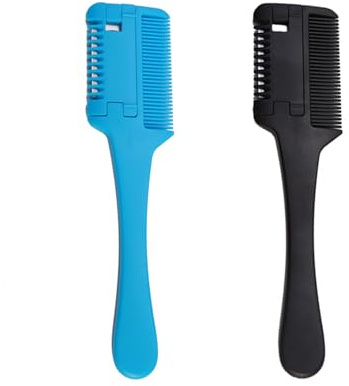 2 Pieces Of Home Hair Shaving Combs, Hair Cutting Tools, Hair Trimmers, Styling Tools, Creative Double-Sided Combs (Blue, Black)