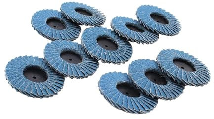 Dunxiles 10 Stück 2-Zoll-Fächerscheibe für Polierpadplatte, Körnung 40, 60, 80, 120, 50 mm, Schleifpapier, Schleifscheibe, Schleifrad, Schleifwerkzeug, Schleifwerkzeuge