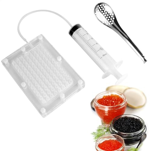 Kit Gastronomia Molecolare - Dispenser per salsa all' a 100 fori, contagocce sferificazione scatola per caviale, utensili colino con cucchiaio e siringa