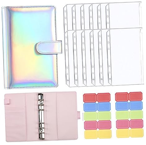 Operitacx Cash Budget Binder Tragbarer Budgetplaner Mit Pu-hülle Vielseitiges Sparbuch Für Geld Karten Und Belege Leichter Finanzorganizer Für Reisen Schule Und Büro Silber