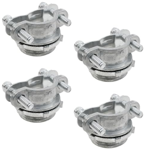 XZW Cable Connectors 4PCS 3/4-Inch Clip Metal Conduit Clip Connectors for Protective Cable Wires and Electrical Boxes Silver Plated Zinc Material (3/4“)
