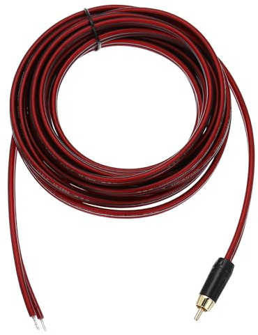 sourcing map RCA to Bare Wire Open End Audio Cable, 16.4ft (5 Meter) 14AWG Gold Plated Audio Cable, RCA Extension Wire for Guitar, Speakers