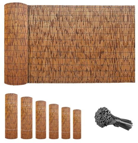 Generisch Balkon Sichtschutz Zaun, Sonnenschutz Bambus Sichtschutzzaun, Windschutz Schilfrohrmatte 50cm Bis 160cm Hoch, Dekorative Bambusmatte Für Gartenzaun/Pool/Dach/Mauerabdeckung(60 * 300cm)