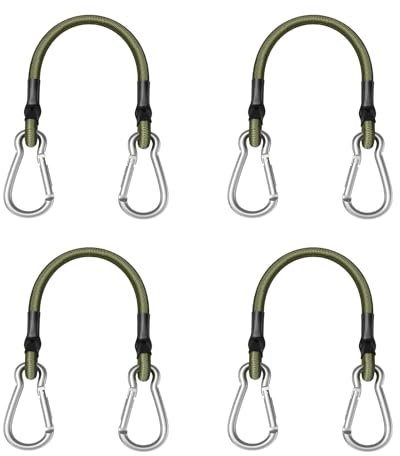 4 Pcs Bungee Cord, Retractable Straps, Short Bungee Cords with Hooks for Roof Racks, Trailers, Camping, Tarps, and Travel,Bungees with Hooks, Bungee Cords with Carabiner Clips