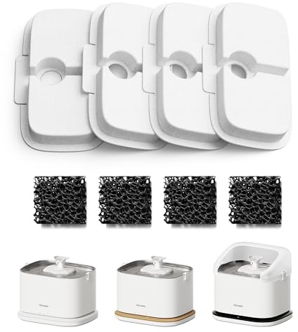 PETLIBRO Kattfontänfilter, 4-pack reservfilter och svampar för Dockstream WF106/WF116/WF105/WF115/WF005/WF305, 2-månaders set enkelt byte för PETLIBRO dricksfontänfilter