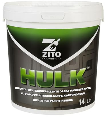 Pittura Bianca Opaca 14L – Idropittura Idrorepellente per Interni – Alta Copertura, Mascherante, Antimuffa – Ideale per Pareti, Ritocchi e Cartongesso – Zito Colorificio - MADE IN ITALY (14 Litri)