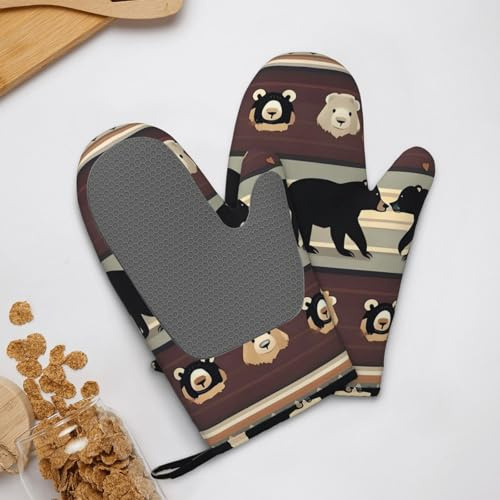 Lot de 2 gants de cuisine en silicone, résistants à la chaleur, antidérapants, doublure en coton doux, gants de cuisson, gants de barbecue, gants de cuisine pour la cuisine, la cuisson, le grill, le