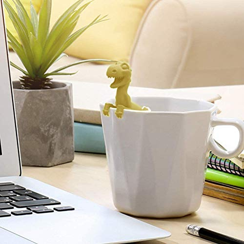 Aramox Silicone Tea Strainer Dinosaur Tea Infuser Funny Dinosaur Strainer for Loose with High Temperature Up to 250℃ -40℃ Dishwasher Microwave Safe for Home (Yellow)