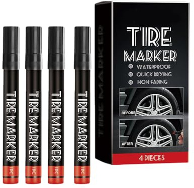 Lot de 4 marqueurs d'étiquetage de pneus extra large Capacité d'encre Stylo de lettrage pour marquage détaillé Décoration de pneu Stylos de peinture