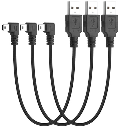 YACSEJAO Cavo corto mini USB da 0,3 m, 90 gradi, 3 pezzi ad angolo retto USB A 2.0 a Mini B, cavo di ricarica per Dash Cam Driving Recorder, lettore MP3, fotocamera (angolo retto)