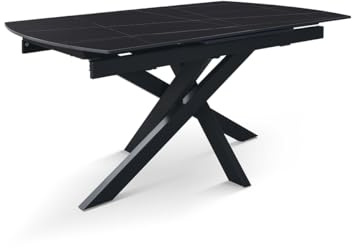 PAZZO DESIGN Ausziehtisch Alice, Platte in Schwarz, schwarze Beine, Küche, Wohnzimmer, Keramik, 150 x 90 x 75 cm - id_2303