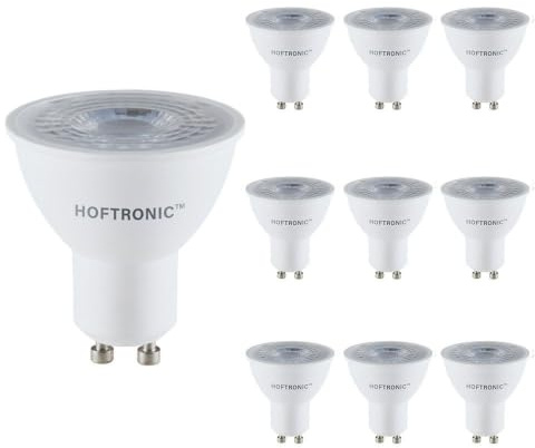 HOFTRONIC - 10x GU10 LED Spot - 4,5 Watt 345 Lumen - 38° Abstrahlwinkel - 6500K Tageslichtweiß - Dimmbar - LED-Reflektor - Ersetzt 50 Watt - Lampen - GU10 Fassung Strahler