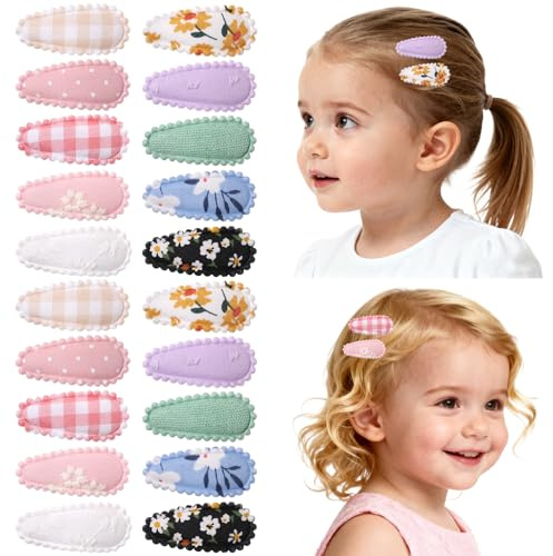 20er-Pack Haarspangen für Kleinkinder, Blumenmuster, rutschfeste Haarclips aus Stoff, Baby-Haar-Accessoires für Mädchen (Stil 1)