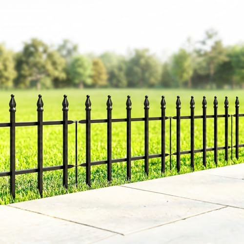 Thealyn Clôture de jardin décorative en métal - 40 cm de large x 30 cm de haut (5 panneaux, longueur totale 2 m), panneaux de clôture en métal, clôture paysagère pour parterre de fleurs, arbres