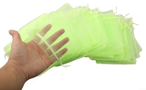 Yhenlovtt Fruit Protection Bags 100 Pcs Set For - Organza Mesh Netting for Trees, Vegetables, Flowers For - Reusable Garden Plant Covers with Drawstring Closure(L)