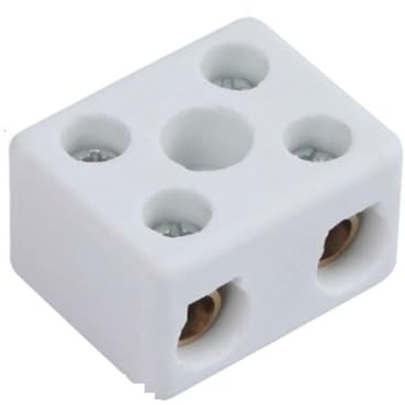Morsettiera in ceramica Morsettiera for cablaggio in ceramica 1 in 1 out Terminali for connettori elettrici a vite resistenti alle alte temperature 2 posizioni 5 fori(30A 2 In 2 Out)