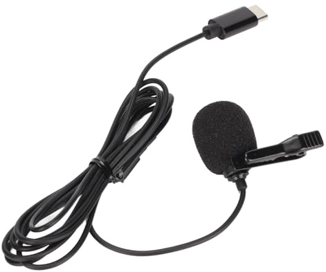 Microfono Lavalier di Tipo C Cancellazione Intelligente del Rumore Registrazione Chiara per Conferenze e Streaming Live 1,5 M