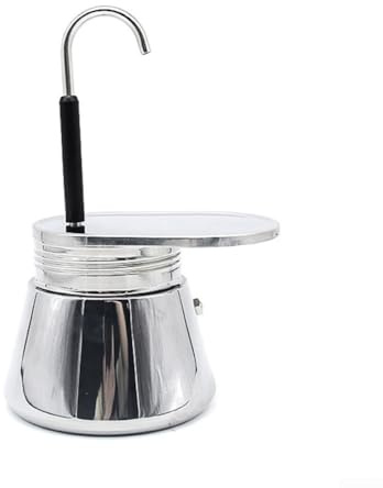 Cafetière à moka 50 ml en acier inoxydable pour cafetière italienne – Percolateur manuel compact pour plaque de cuisson à gaz, maison, cuisine, voyage, camping – Argenté