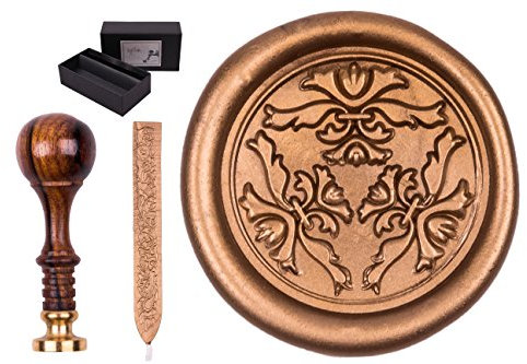 Siegelstempel Set Sigillum Gravur Ornament, incl. 1 Stange Siegelwachs in gold