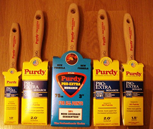 Purdy Pro-Extra Monarch 5 Piece Paint Brush Set 1x1, 1x1.5, 2x2, 1x3