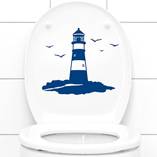 Grandora Wandtattoo WC Deckelaufkleber Leuchtturm I schwarz (BxH) 29 x 26 cm I Badezimmer Bad Toilette Sticker Aufkleber Wandaufkleber Wandsticker W1245