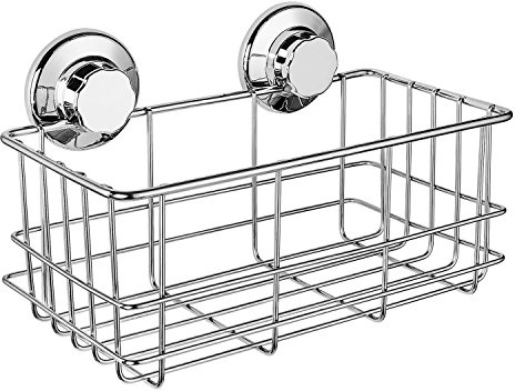 IPEGTOP Suction Cup Deep Shower Caddy Bath Wall Shelf for Large Shampoo Shower Gel Holder Bathroom Storage - Rustproof Stainless Steel