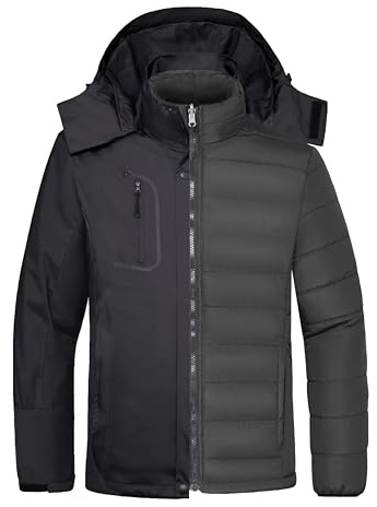 wantdo Chaquetas De Hombre Insulated 3 in 1 Jacket Hooded Winter Coat Gray L