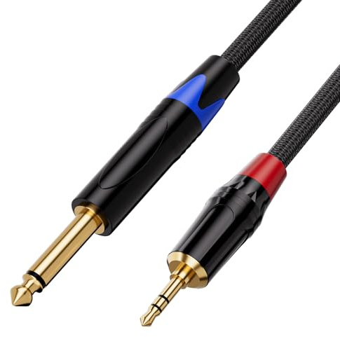 JOMLEY Cavo Jack 3,5mm to Jack 6,35mm, 1/4 Mono a 3,5mm Stereo Adattatore Cavo, 1/4 Pollici TS Mono a 1/8 Pollici TRS Aux Interconnessione Audio Adattatore Cordone - 3 m