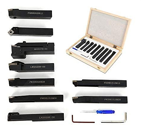 9-teiliges Set Drehwerkzeug Drehstahl Satz 20 mm HM mit Wendeplatten Drehstähle Drechselbänke