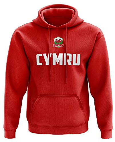 Mens Cymru Wales Supporter Hoodie - Funny Rugby Football Badge Welsh Gifts for Him - St Davids Day Red Sports Fan, Red, M