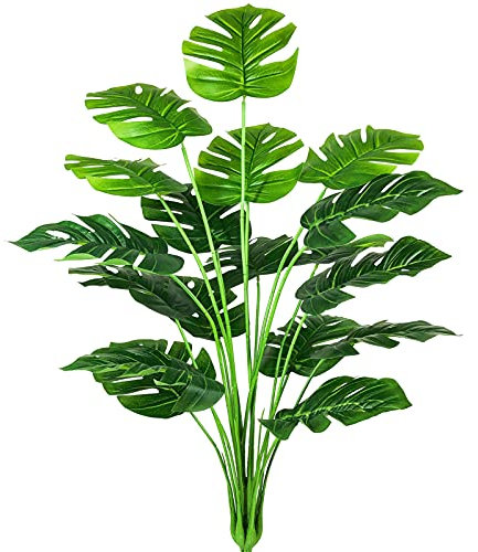 AIVORIUY Artificial Plants Fake Turtle Tree Leaves with Stems 29 Tall Faux Palm Tree Large Monstera Imitation Frond Leaf Tropical Plant Greenery Floral Jungle Party Indoor Outdoor Garden Decoration