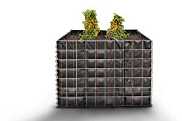 GABIONA - Jardinera elevada (largo x alto x ancho): 100 x 70 x 100 cm - Cesta de alambre galvanizado rectangular con fieltro como maceta para el jardín - Fácil montaje