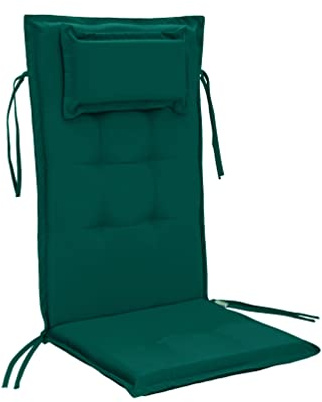 Gardenista Chaise Premium High Back Garden avec Coussin de siège rembourré | Matériau résistant à l'eau | Coussin de siège extérieur intérieur | Remplissage en Douce, Durable et Confortable (Vert)
