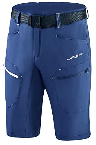 Black Crevice trekkingshorts herr I trekkingbyxor herr korta I herr utomhusshorts I vattenavvisande och snabbtorkande I hållbara och ventilerande vandringsshorts med fickor, Stål blå/vit, 50 SE