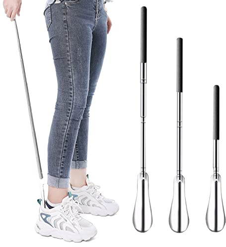 Schuhanzieher Schuhlöffel ShoeHorn Langer Griff Metall Edelstahl Telescopic | für Stiefel Verkäufer oder Senioren, Extendable, Bequem zu tragen